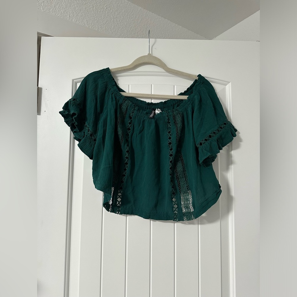 Lace off the shoulder crop